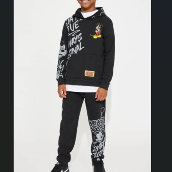 Boys Black Mickey Mouse 2pc Hoodie Jogger Set - Picture 1 of 3